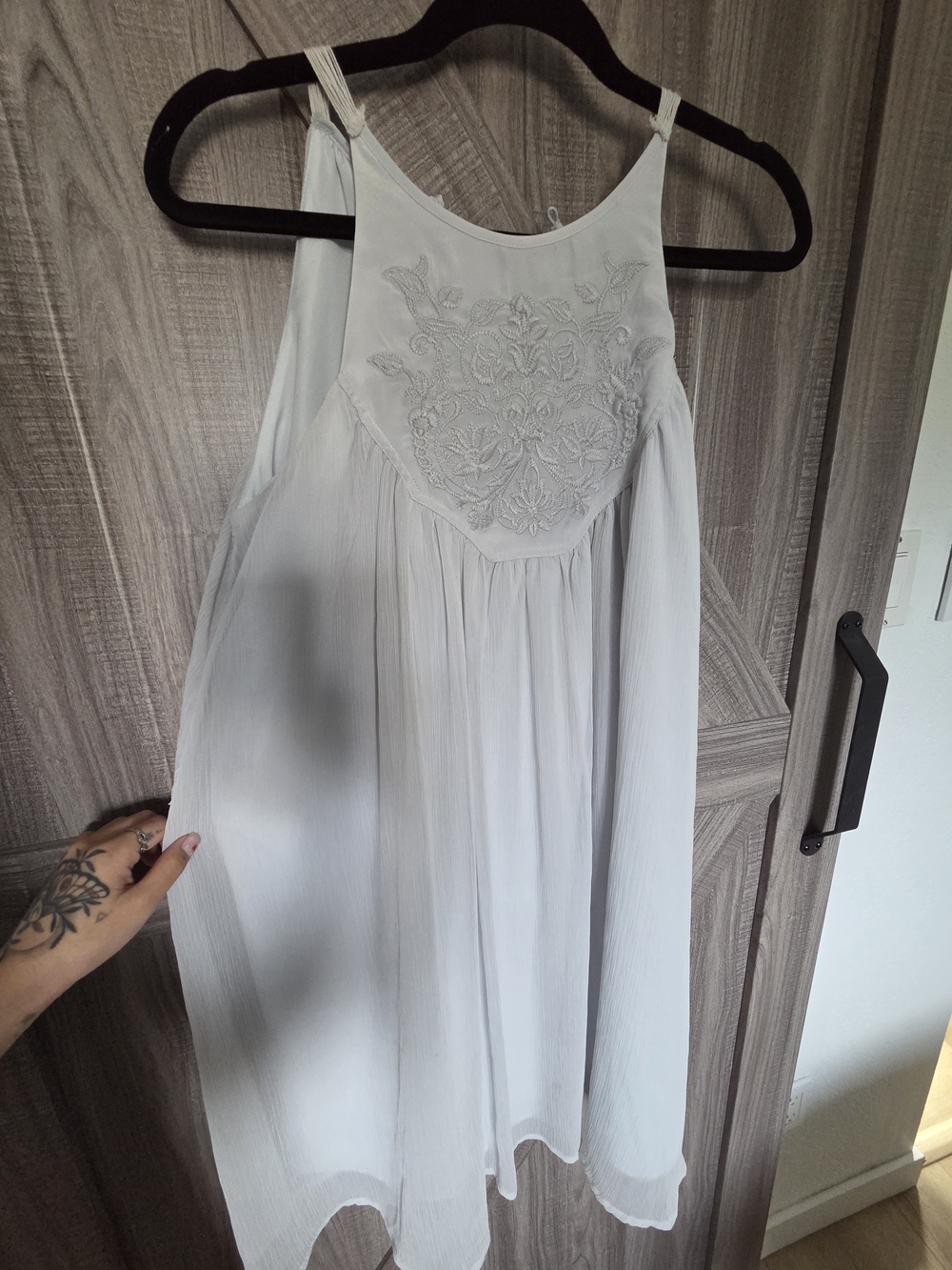White Embroidered Halter Women’s Dress